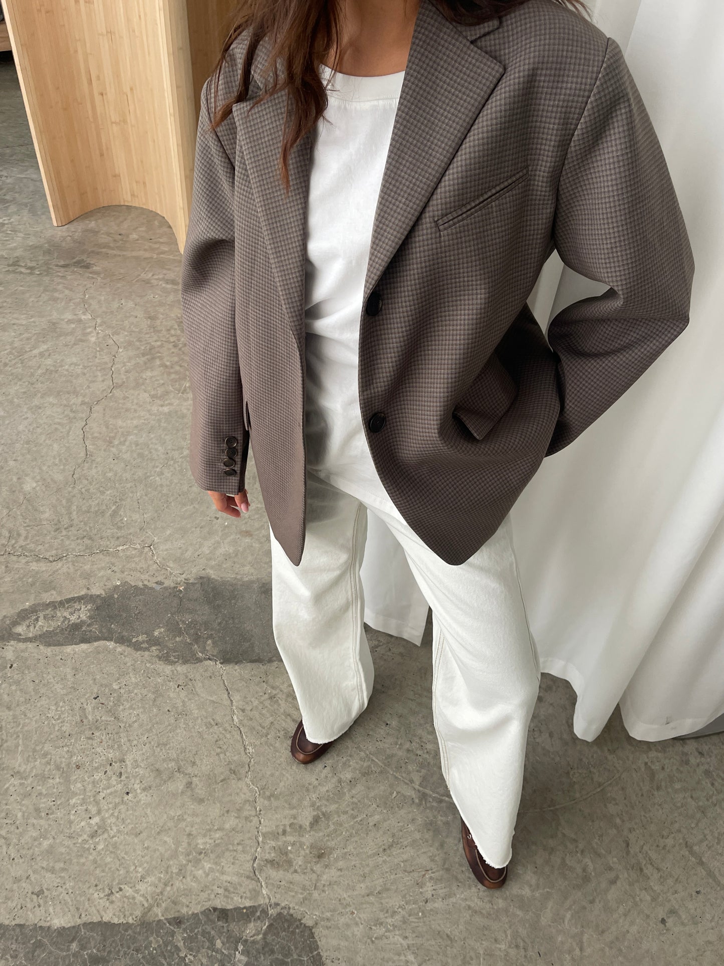 Oversized Checked Blazer Espresso