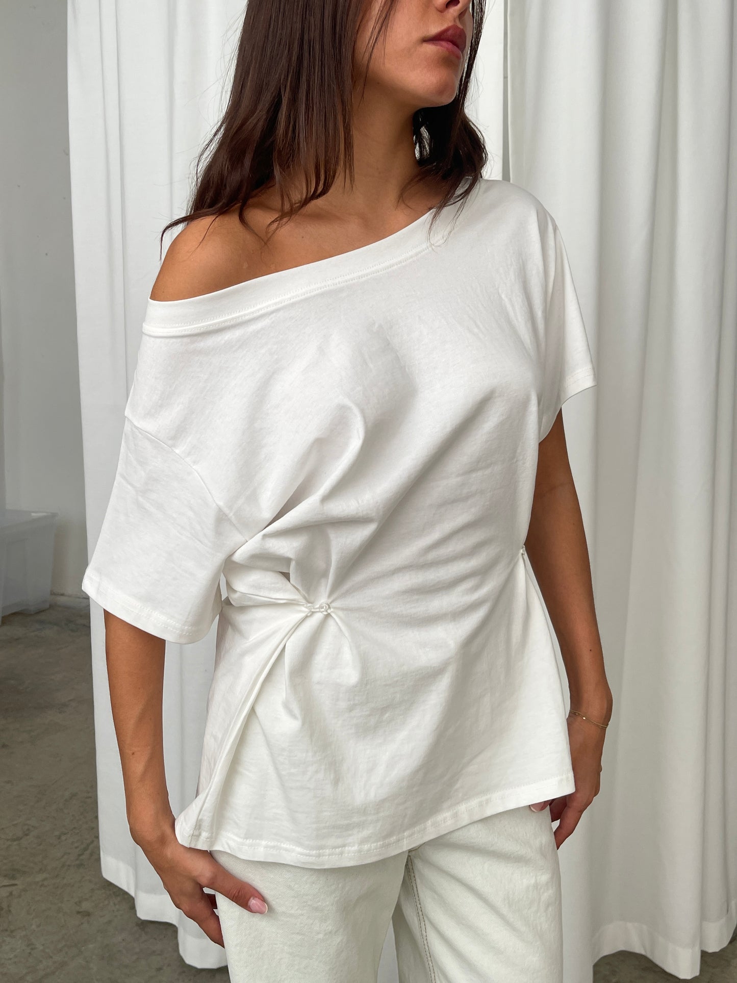 Oversized Cinched Tee White