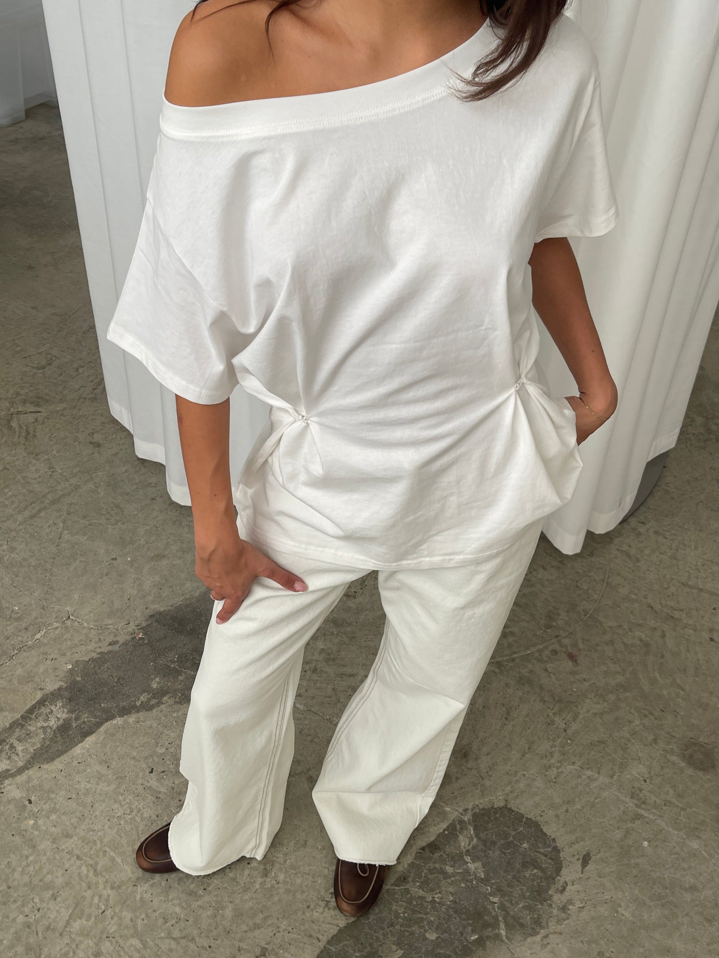 Oversized Cinched Tee White
