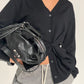 Side Buttoned Loose Cardigan Black