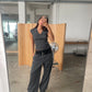 Pinstripe Tailored Pants Charcoal