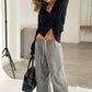 Side Buttoned Loose Cardigan Black