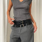 Double Collar Knit Top Charcoal