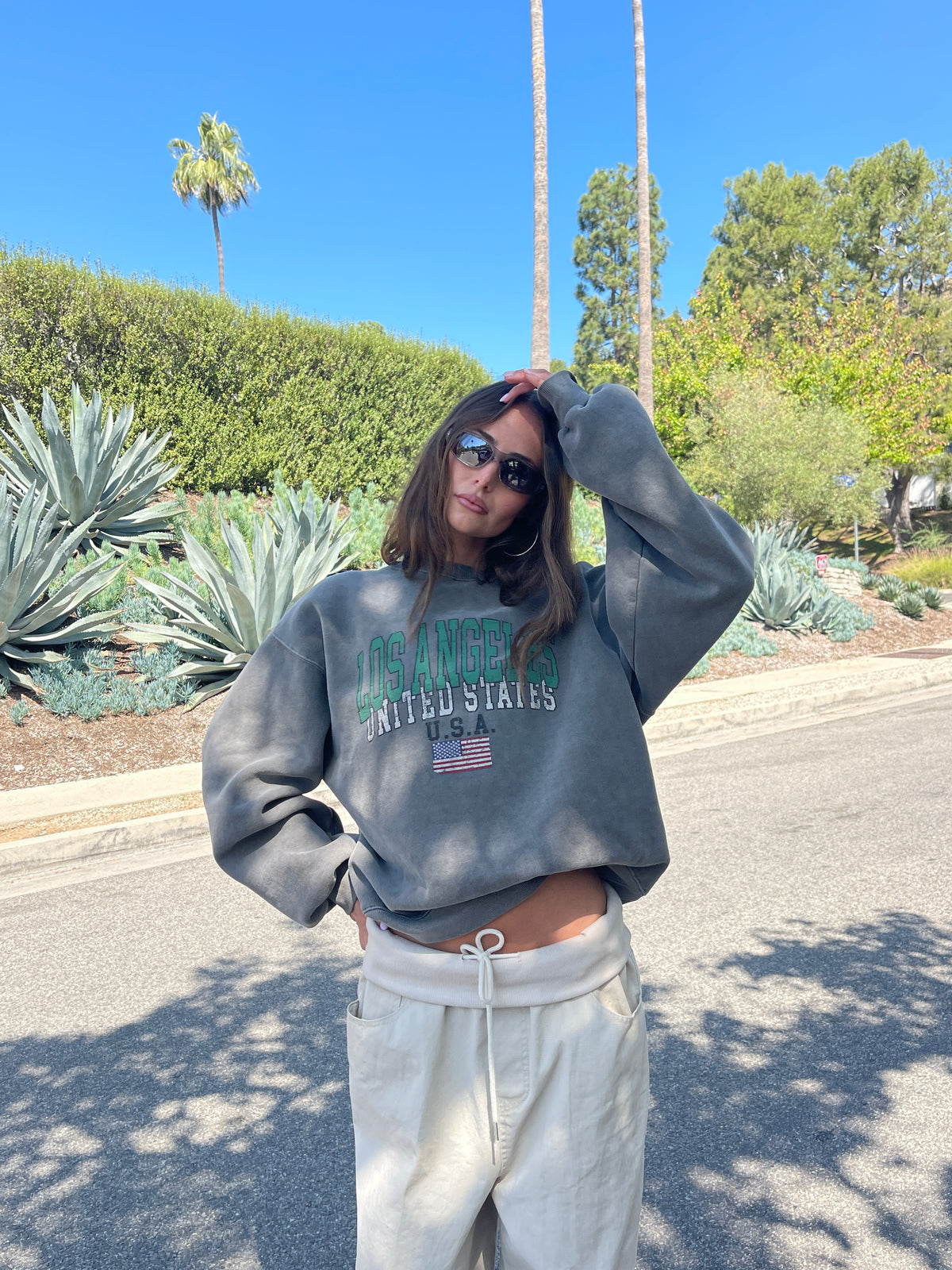Oversized Los Angeles Sweatshirt Grey