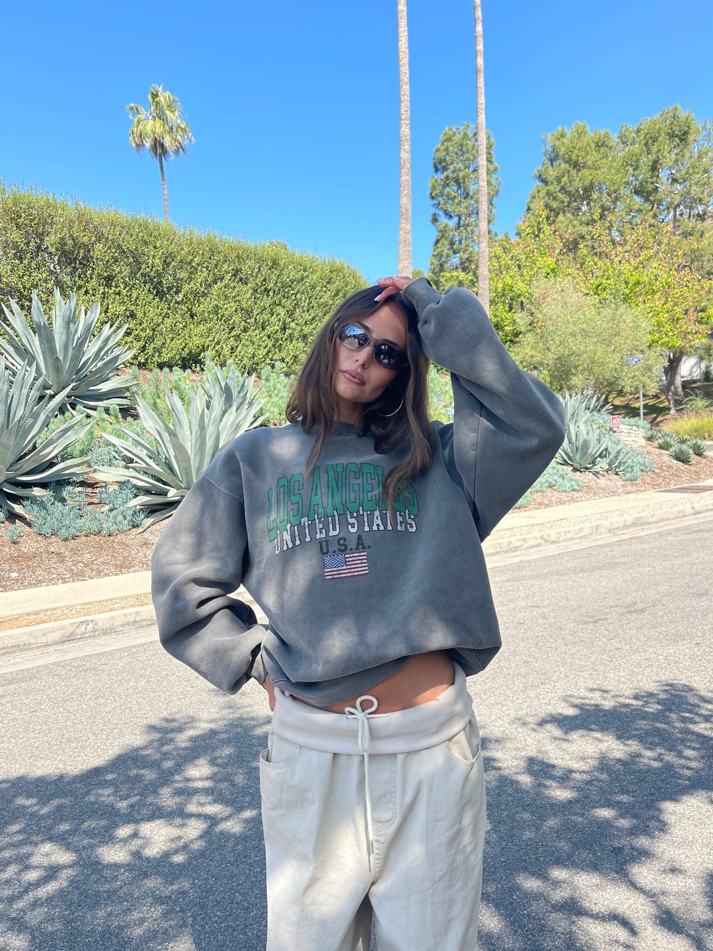 Oversized Los Angeles Sweatshirt Grey