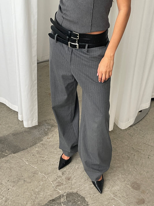 Pinstripe Tailored Pants Charcoal
