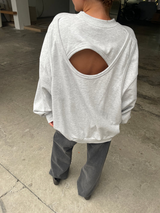 Open Back Sweater Grey Melange