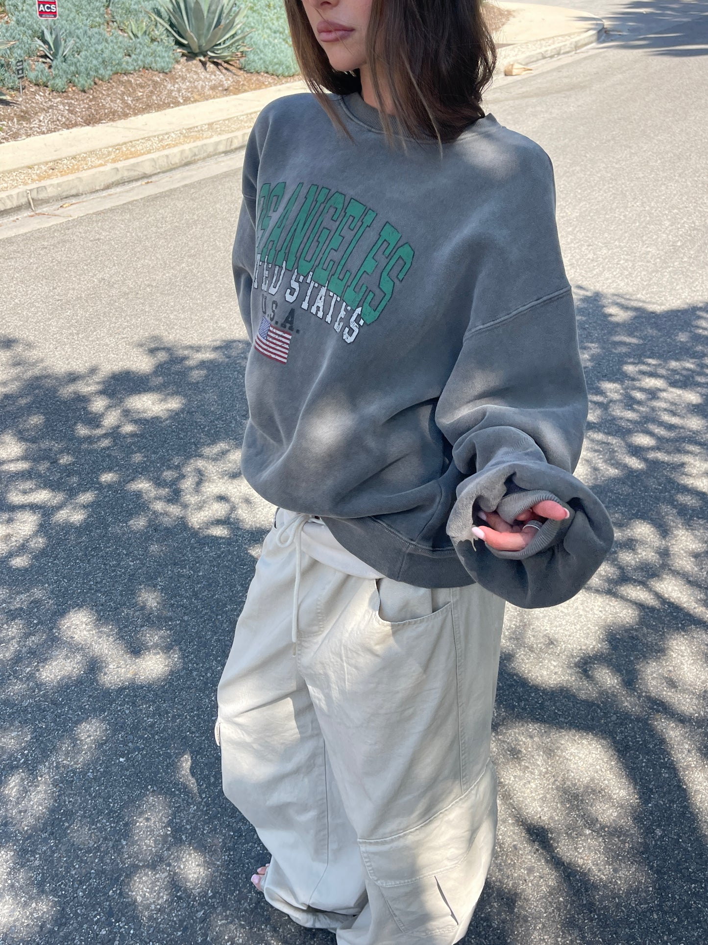 Oversized Los Angeles Sweatshirt Grey