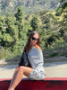 Draped Off Shoulder Longsleeve Dress Grey