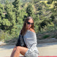 Draped Off Shoulder Longsleeve Dress Grey