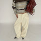 Two Coloured Striped Loose Knit Beige