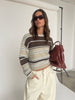 Two Coloured Striped Loose Knit Beige