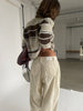 Baggy Wide Leg Corduroy Pants Cream