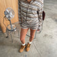 Knitted Striped Zip Hoodie Light Brown