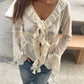 Front Tie Ruffled Blouse Cream