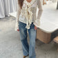 Front Tie Ruffled Blouse Cream