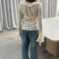 Front Tie Ruffled Blouse Cream