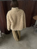 Zipped Loose Fit Curly Sheep Jacket Beige