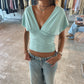 Deep Halter Neck Top Mint Green