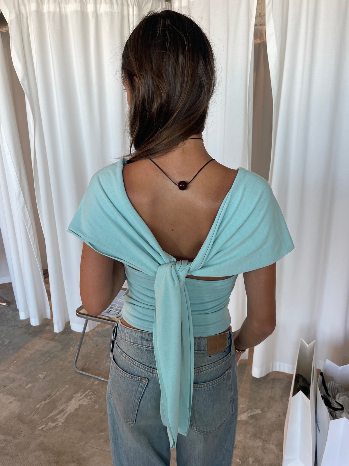Deep Halter Neck Top Mint Green