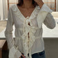 Front Tie Ruffled Blouse Cream