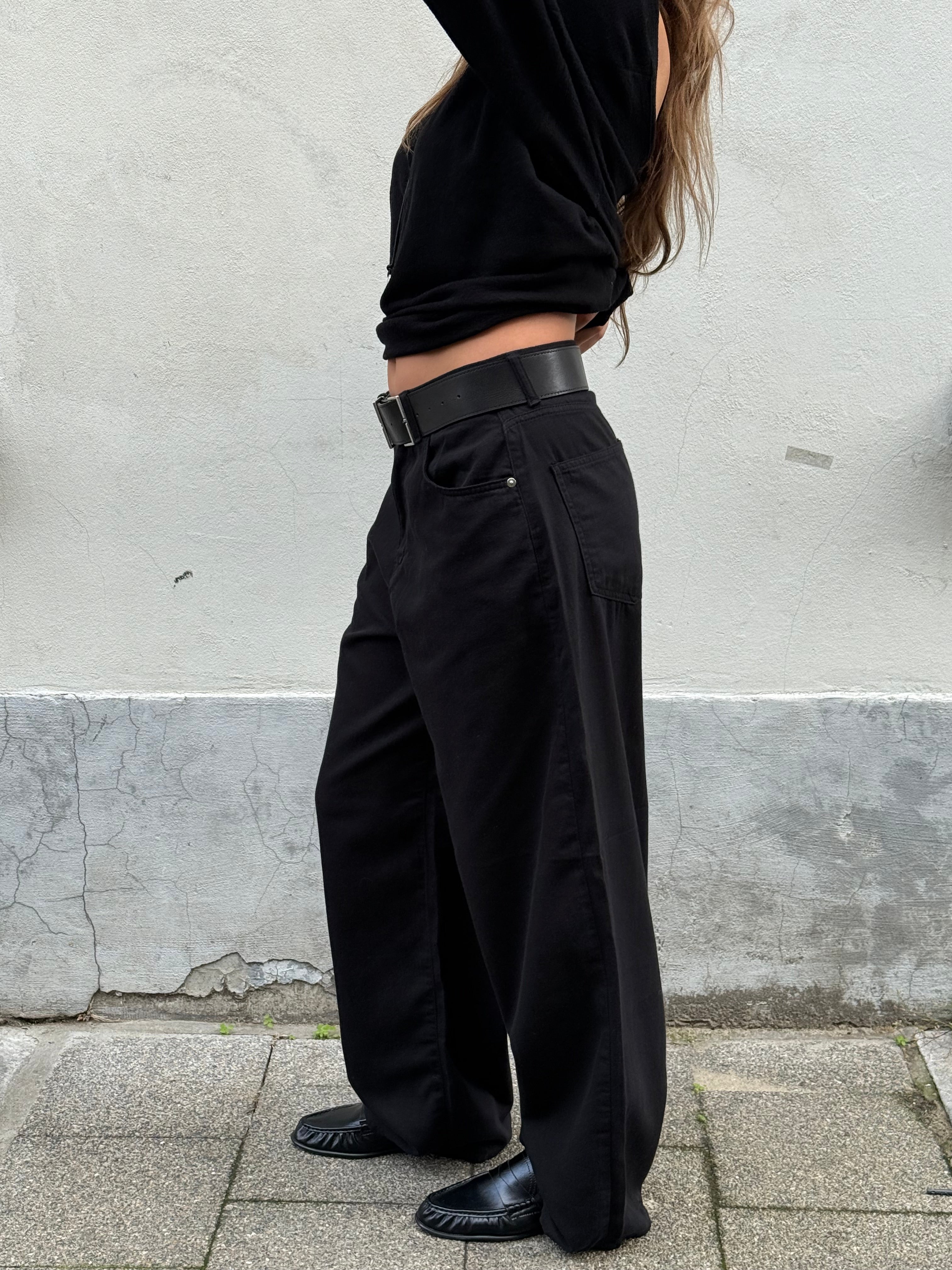 Baggy Wide Leg Pants Black – The Room Antwerp