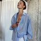 Oversized Double Button Shirt Blue