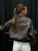 Contrast Stitch Buttoned Jacket Brown