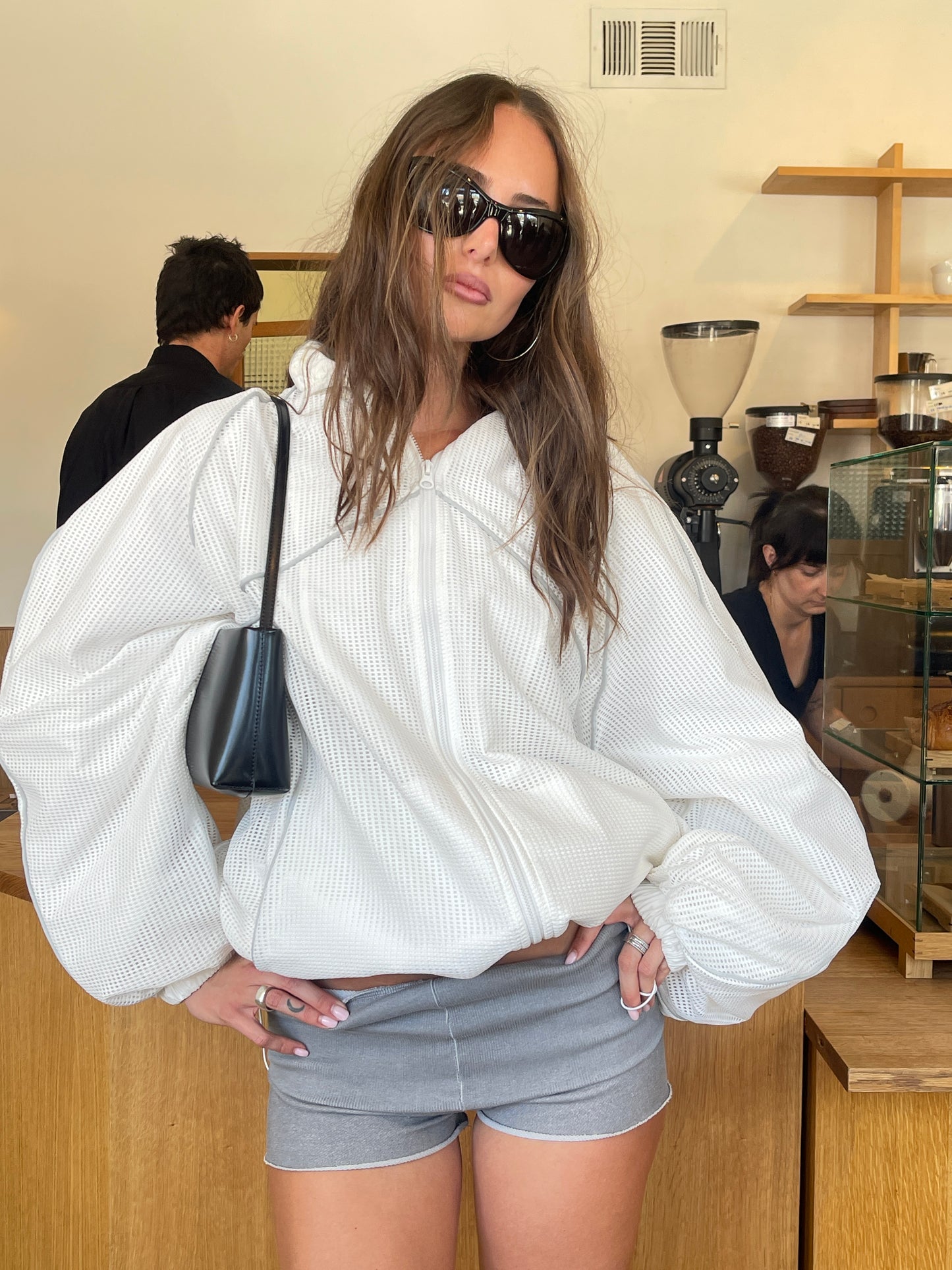 Mesh Zipped Sports Jacket White