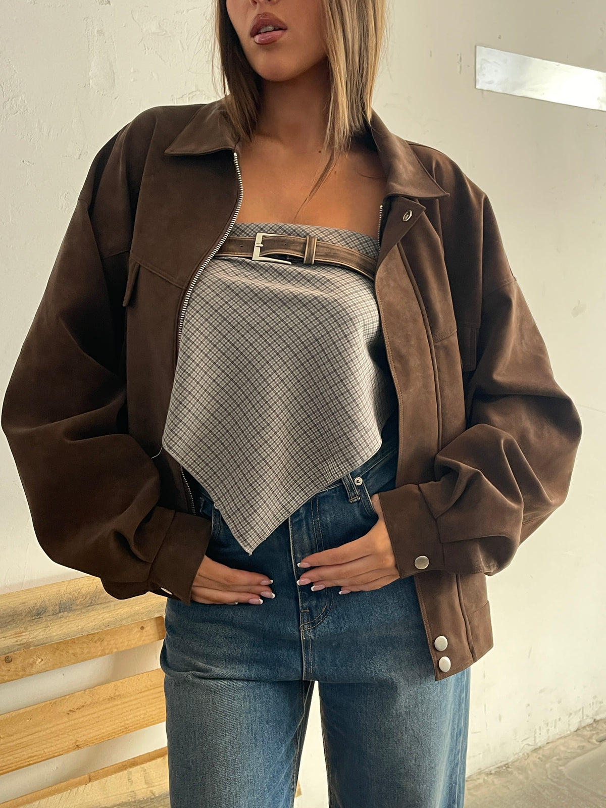 Suede Style Front Pocket Jacket – The Room Antwerp