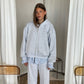 Shirt Detail Zipped Hoodie Grey
