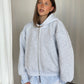 Shirt Detail Zipped Hoodie Grey