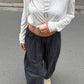 Loose Fit Drawstring Pants Dark Blue