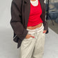 Double Layered Scrunched Top Red