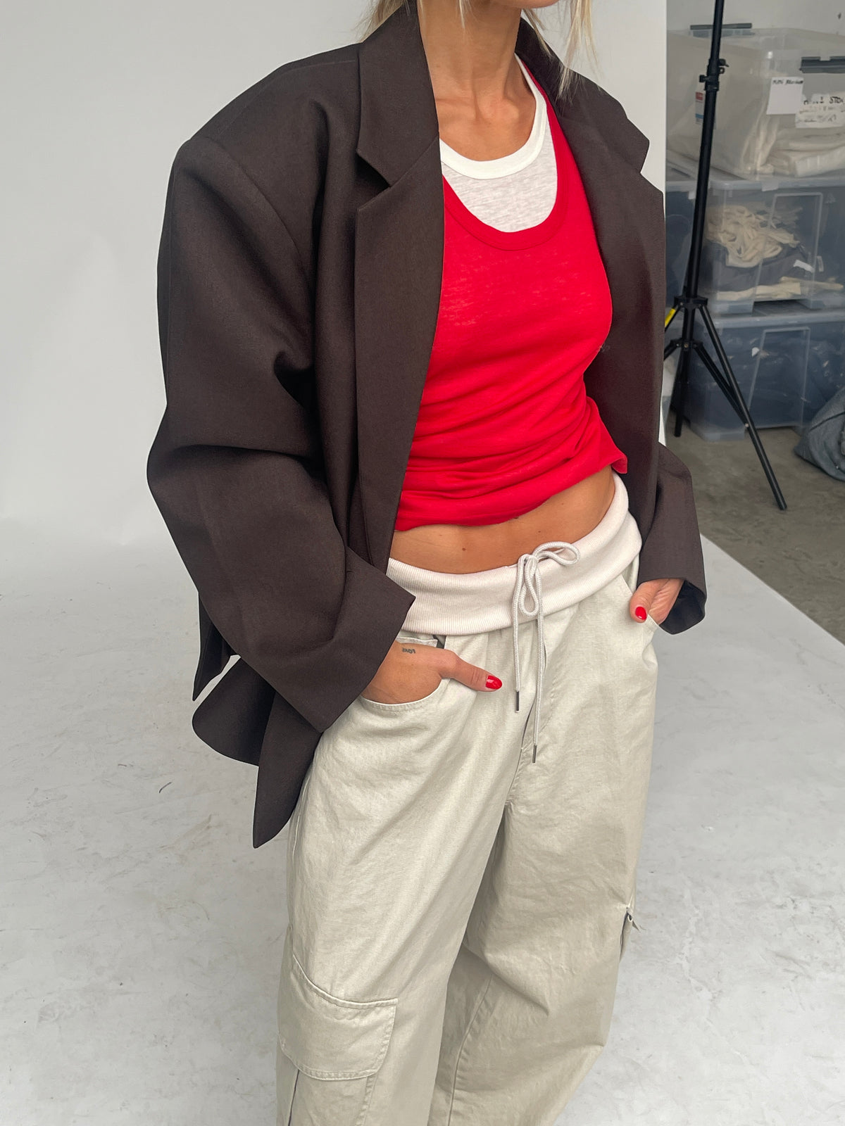 Double Layered Scrunched Top Red