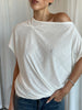 Draped Boatneck Tee White
