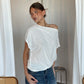 Draped Boatneck Tee White