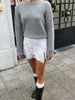 Mini Side Slit Lace Skirt White