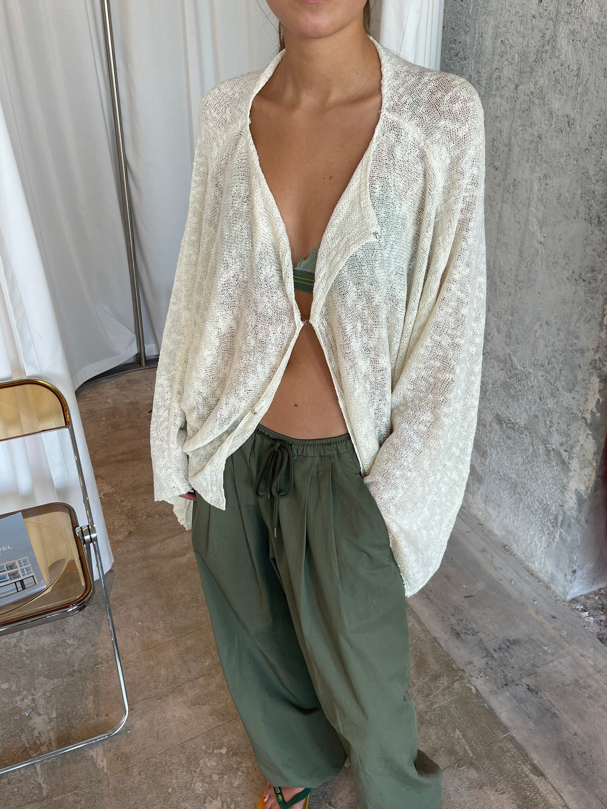 Cloud Knitted Open Style Cardigan Cream