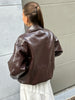 Oversized Patent Zipper Jacket Burgundy