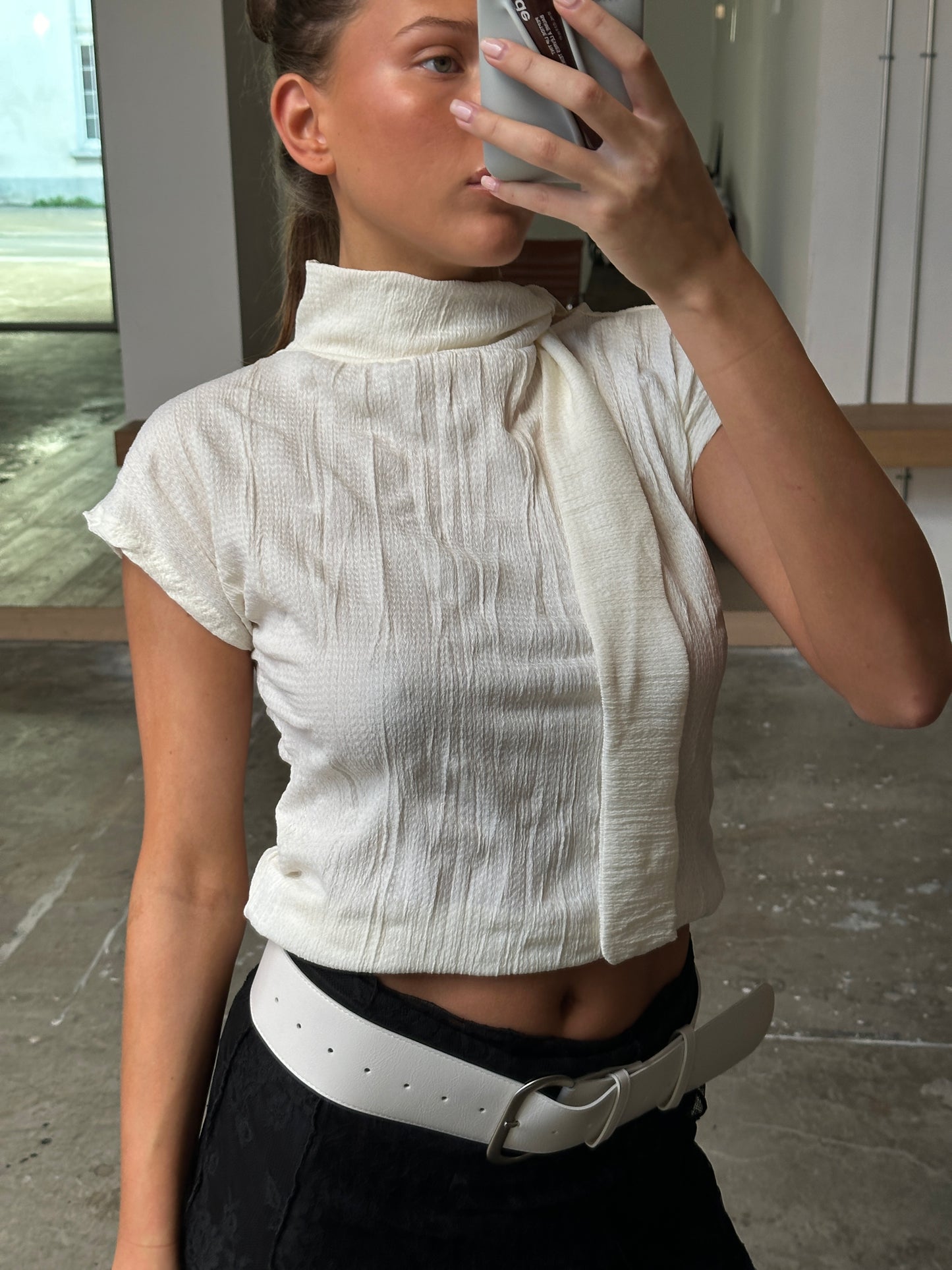 Scarf Structured Top Ivory