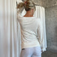 Reversible V-neck Longsleeve White