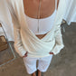 Reversible V-neck Longsleeve White