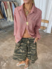Oversized Checked Shirt Cherry Red
