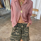 Oversized Checked Shirt Cherry Red