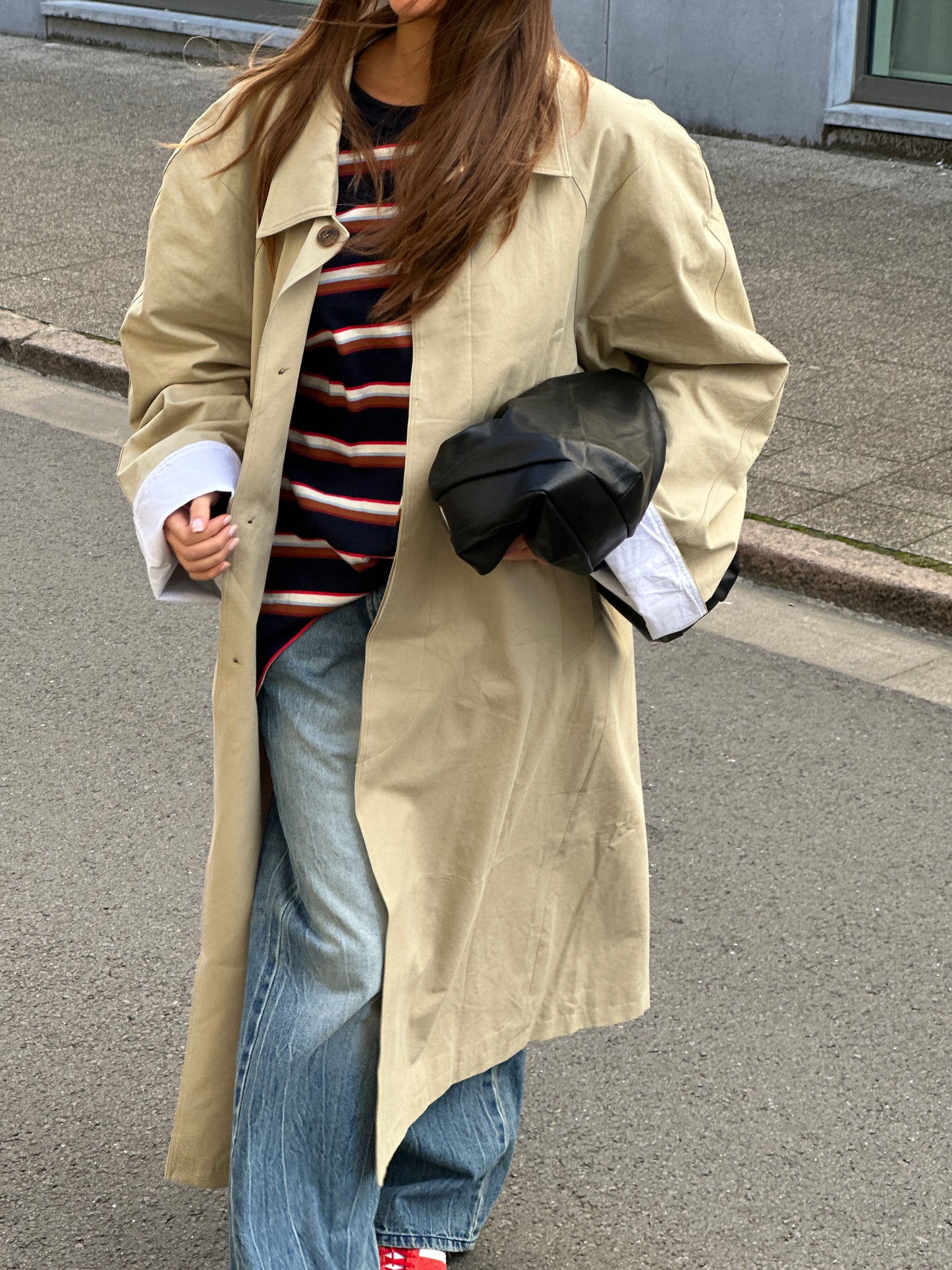 Contrast Lined Long Trenchcoat Camel