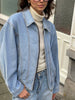 Stitched Denim Bomber Light Blue