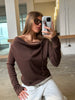 Front Detail Draped Top Brown