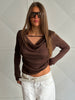 Front Detail Draped Top Brown