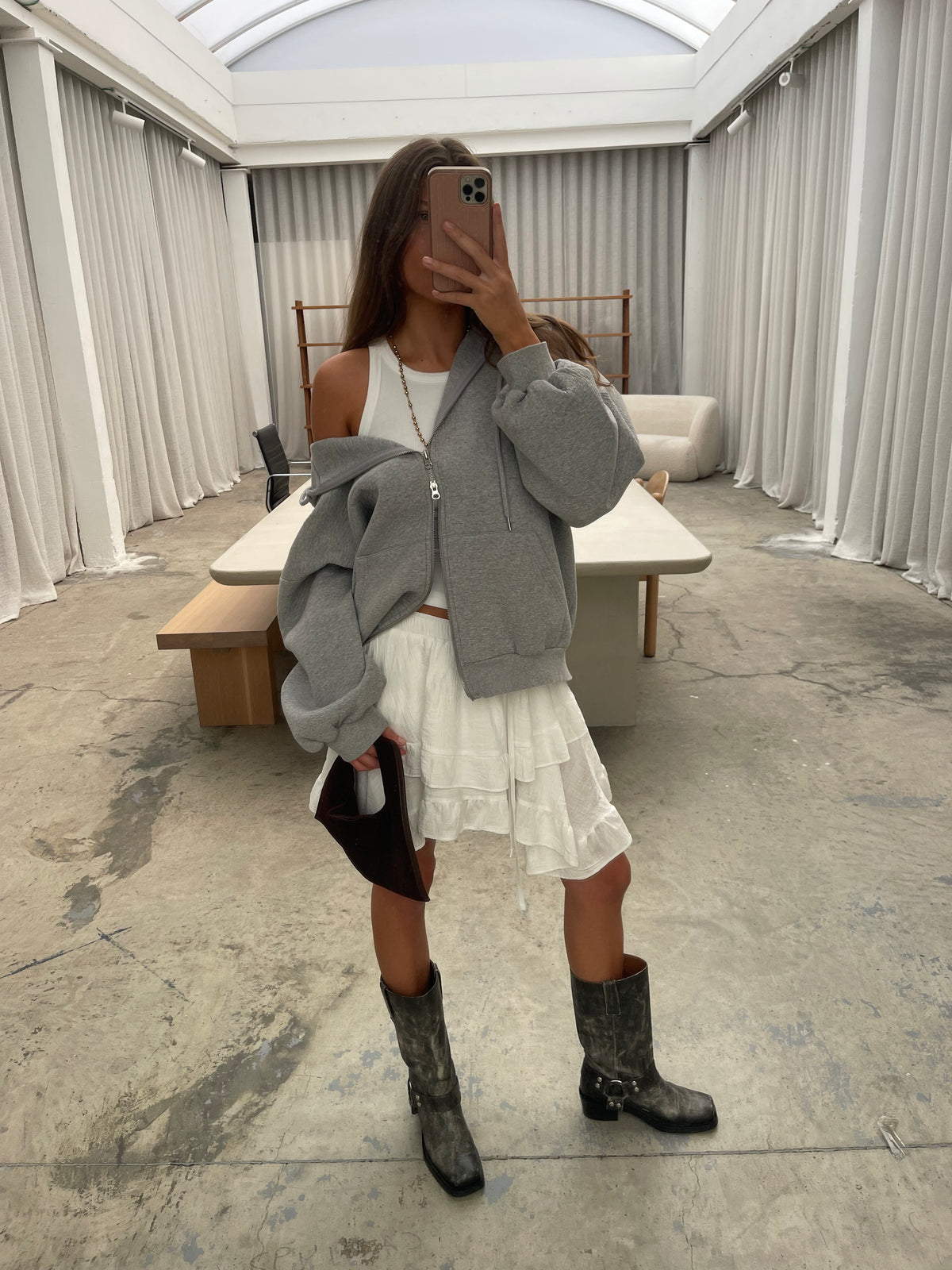 Oversized Hooded Vest Grey